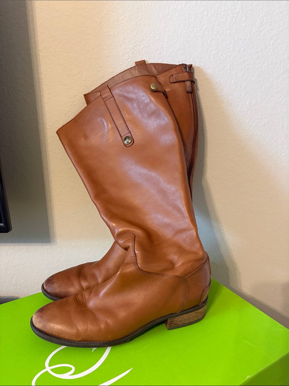 Sam Edelman Tan Leather Knee-High Riding Boots
